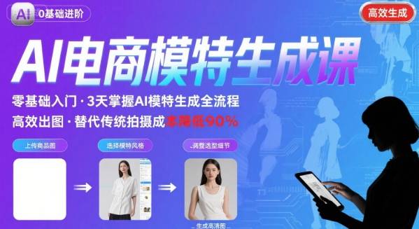 AI模特进阶课程,0基础高效生成逼真电商模特图