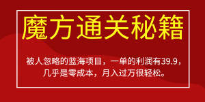 被人忽略的蓝海项目，魔方通关秘籍一单利润有39.9，几乎是零成本，月….-云泽轻创网