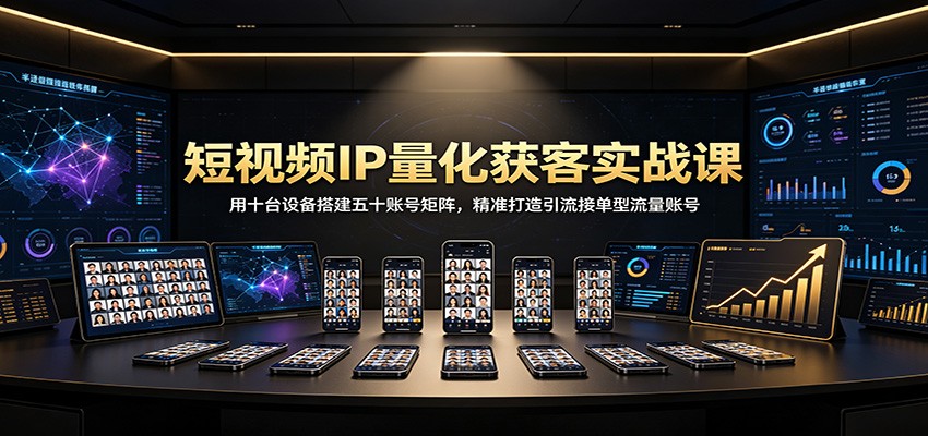 短视频IP量化获客实战课:用十台设备搭建五十账号矩阵,精准打造引流接单型流量账号-云泽轻创网
