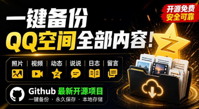一键将你QQ空间全部内容备份下来!照片/视频/动态信息全存本地,Github最新开源项目QzoneArchive-云泽轻创网