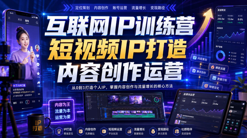 互联网IP训练营,短视频IP打造,内容创作运营-云泽轻创网