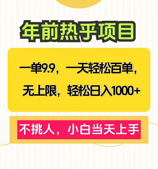 一单9.9，一天百单无上限，不挑人，小白当天上手，轻松日入1000+-云泽轻创网