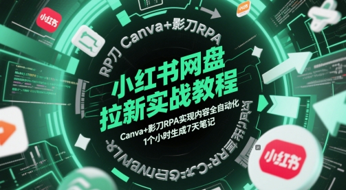 小红书网盘拉新实战教程，Canva+影刀RPA实现内容全自动化，1个小时生成7天笔记-云泽轻创网