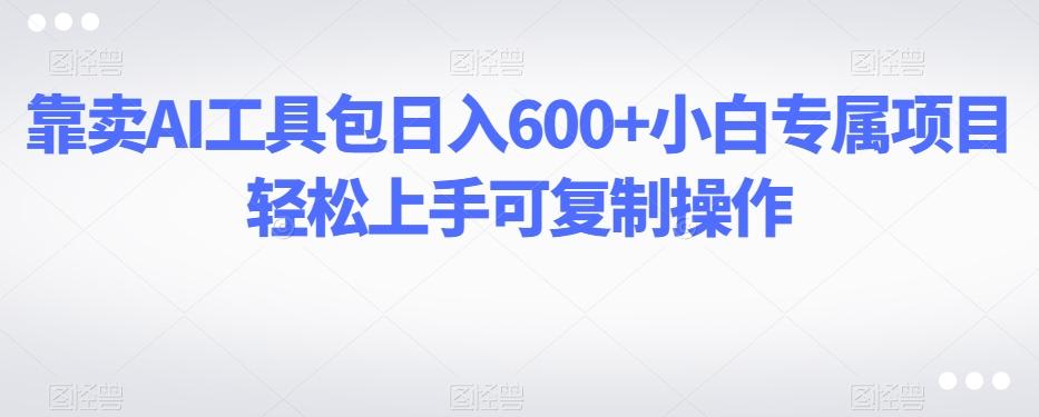 靠卖AI工具包日入600+小白专属项目轻松上手可复制操作-云泽轻创网