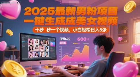 2025最新男粉项目，一键生成美女视频，日引600+色粉 十秒一个视频，小白轻松日入5张【揭秘】-云泽轻创网