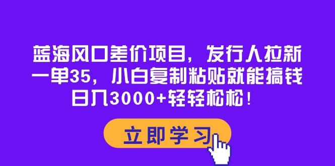 蓝海风口差价项目，发行人拉新，一单35，小白复制粘贴就能搞钱！日入30…-云泽轻创网