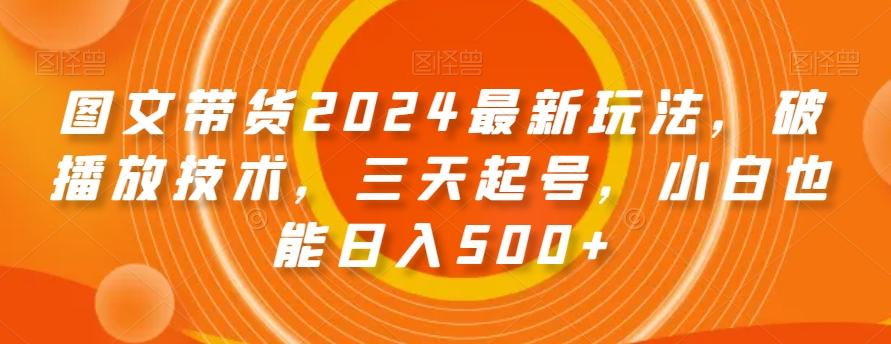 图文带货2024最新玩法，破播放技术，三天起号，小白也能日入500+【揭秘】-云泽轻创网