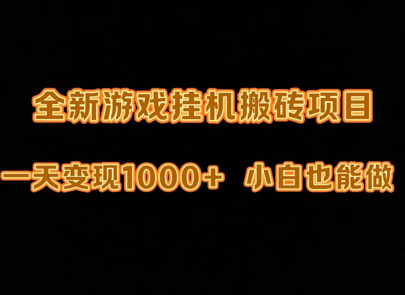(9580期)最新游戏全自动挂机打金搬砖，一天变现1000+，小白也能轻松上手。-云泽轻创网