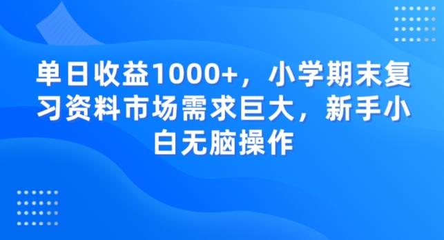 单日收益1000+，小学期末复习资料市场需求巨大，新手小白无脑操作-云泽轻创网