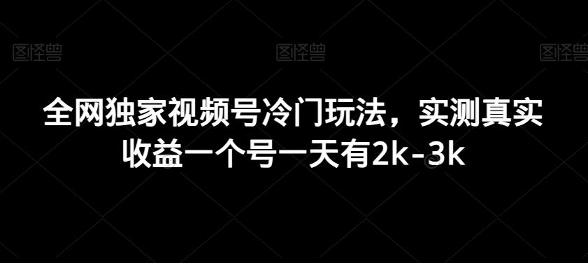 全网独家视频号冷门玩法，实测真实收益一个号一天有2k-3k-云泽轻创网