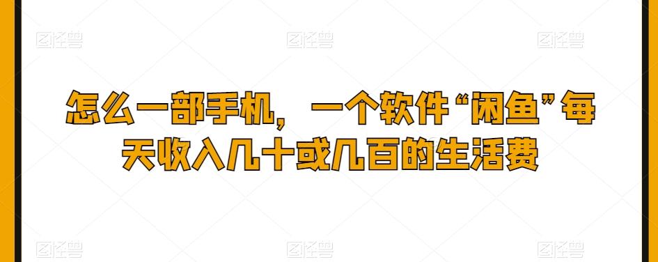怎么一部手机，一个软件“闲鱼”每天收入几十或几百的生活费-云泽轻创网