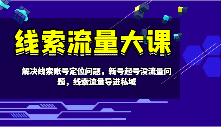 线索流量大课-解决线索账号定位问题，新号起号没流量问题，线索流量导进私域-云泽轻创网