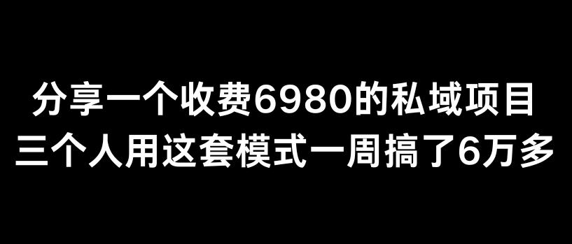 分享一个外面卖6980的私域项目三个人用这套模式一周搞了6万多【揭秘】-云泽轻创网