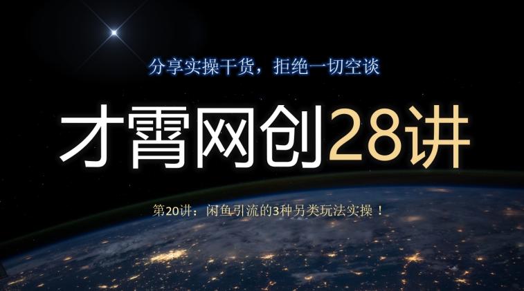 才霄网创28讲第20讲：闲鱼引流的3种另类玩法实操！-云泽轻创网