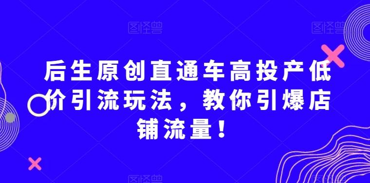 后生原创直通车高投产低价引流玩法，教你引爆店铺流量！-云泽轻创网