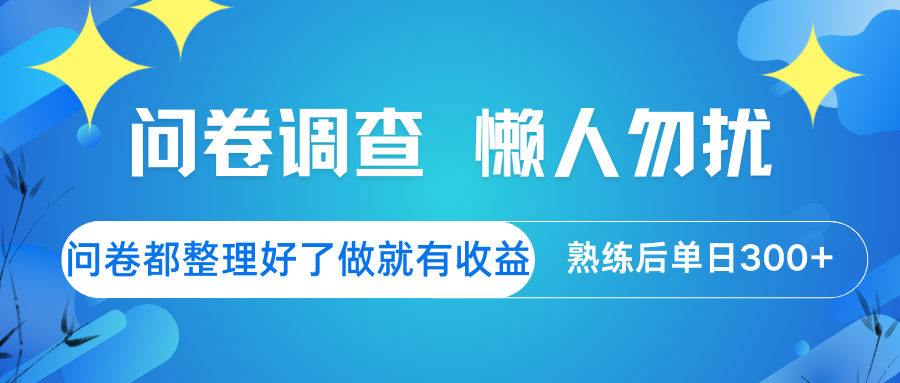 问卷调查 懒人勿扰 问卷都整理好了，做就有收益，熟练后日入300+-云泽轻创网