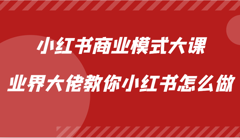 小红书商业模式大课，业界大佬教你小红书怎么做【视频课】-云泽轻创网