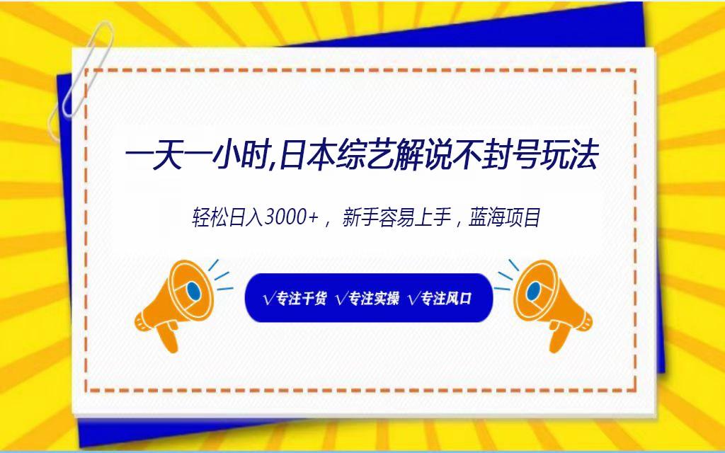 日本综艺解说不封号玩法，轻松日入1000+，全新赛道-云泽轻创网