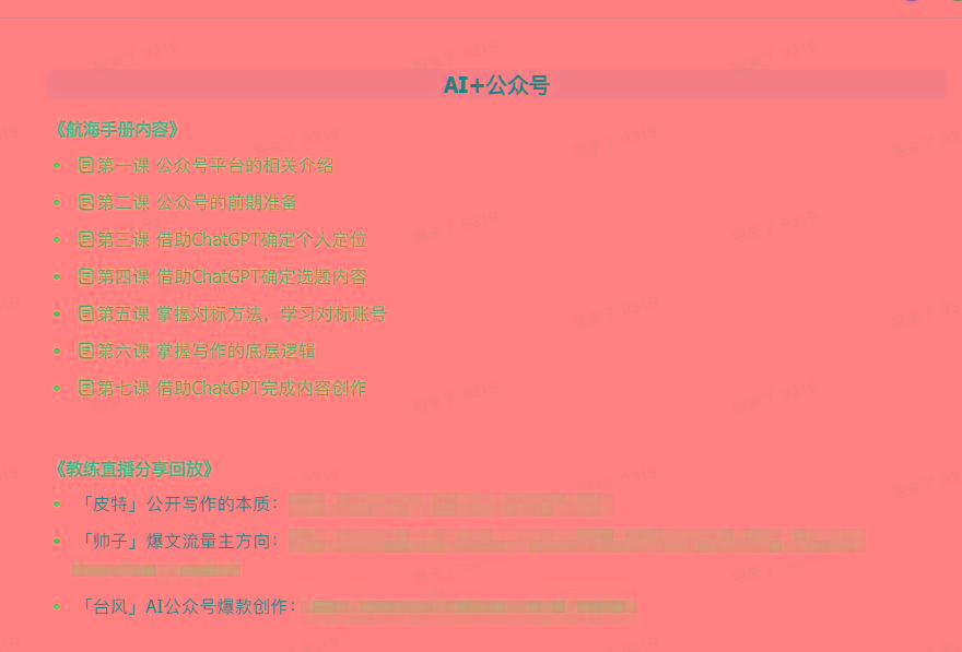 图片[3]-(9351期)AI破局手册+教练分享合集：AI提示词/AI+小红书 /AI+公众号/AI+绘画/AI编程-云泽轻创网