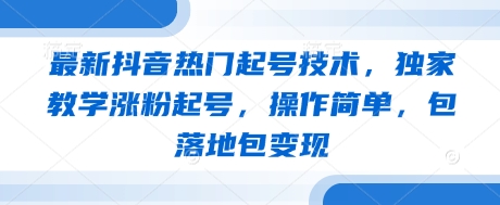 最新抖音热门起号技术，独家教学涨粉起号，操作简单，包落地包变现-云泽轻创网