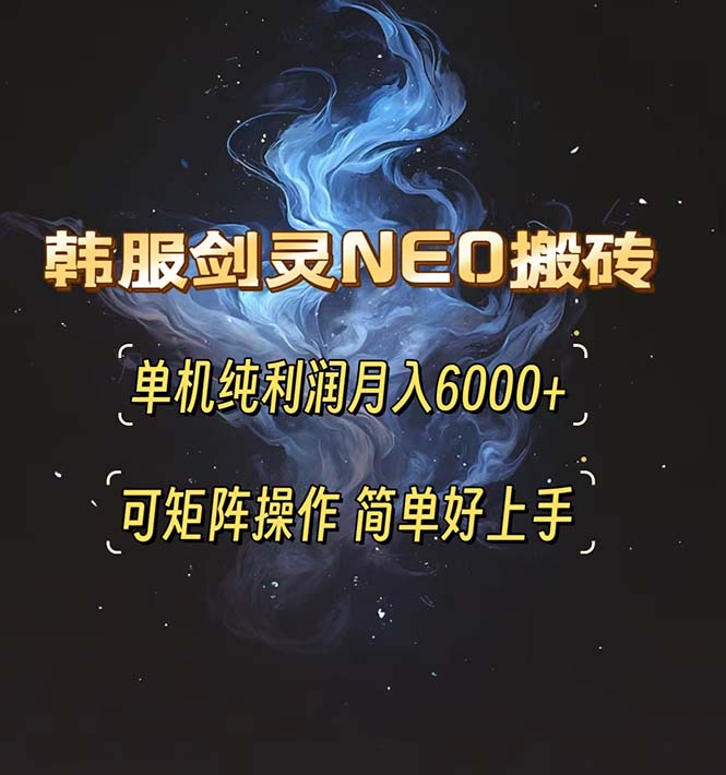 韩服剑灵NEO搬砖攻略，单机纯利润月入6000+ 可矩阵操作，简单好上手。-云泽轻创网