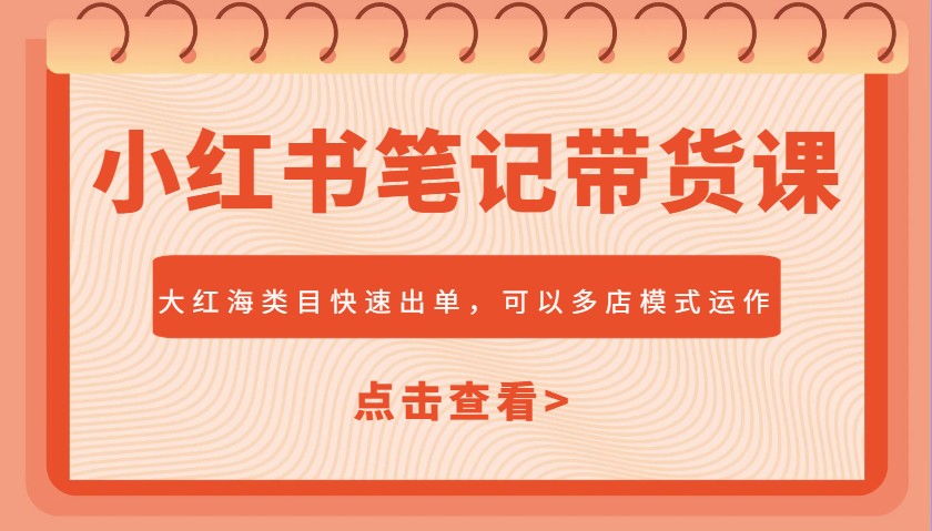 小红书笔记带货课,大红海类目快速出单,市场大,可以多店模式运作-云泽轻创网