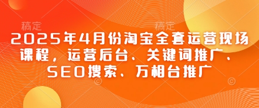 2025年4月份淘宝全套运营现场课程，运营后台、关键词推广、SEO搜索、万相台推广-云泽轻创网