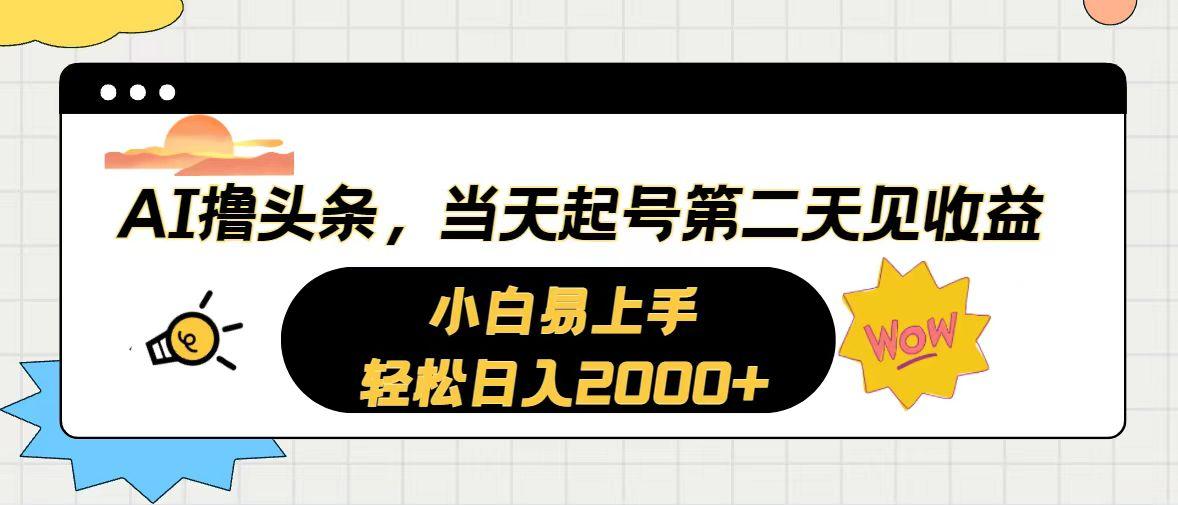 AI撸头条，当天起号，第二天见收益。轻松日入2000+-云泽轻创网