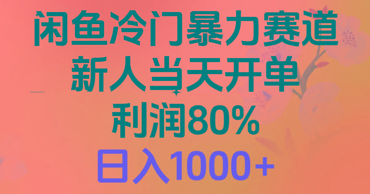 2024闲鱼冷门暴力赛道，新人当天开单，利润80%，日入1000+-云泽轻创网