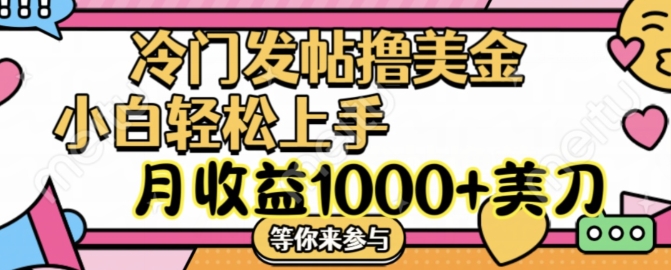 冷门发帖撸美金项目，月收益1000+美金，简单无脑，干就完了【揭秘】-云泽轻创网