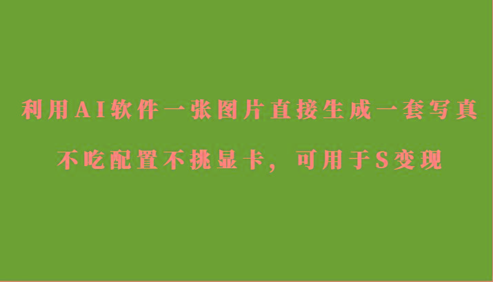 利用AI软件只需一张图片直接生成一套写真，不吃配置不挑显卡，可用于S变现-云泽轻创网