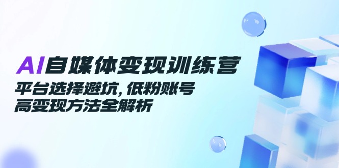 AI自媒体变现训练营，平台选择避坑，低粉账号高变现方法全解析-云泽轻创网