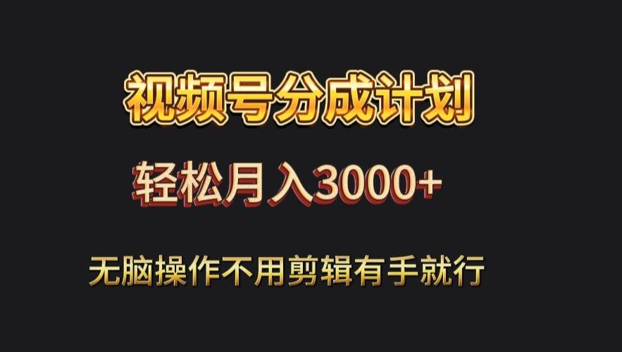 视频号流量分成，不用剪辑，有手就行，轻松月入2000+-云泽轻创网