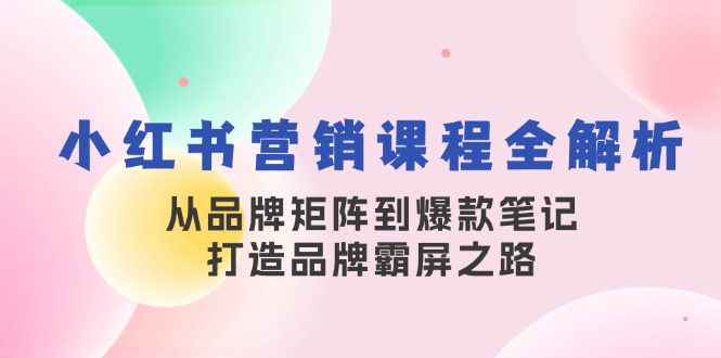小红书营销课程全解析，从品牌矩阵到爆款笔记，打造品牌霸屏之路-云泽轻创网