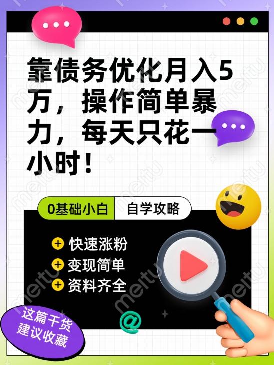 靠债务优化月入五万，每天只要花两个小时，多种方式轻松变现【揭秘】-云泽轻创网