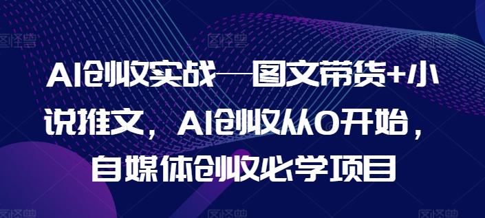 AI创收实战—图文带货+小说推文，AI创收从0开始，自媒体创收必学项目-云泽轻创网