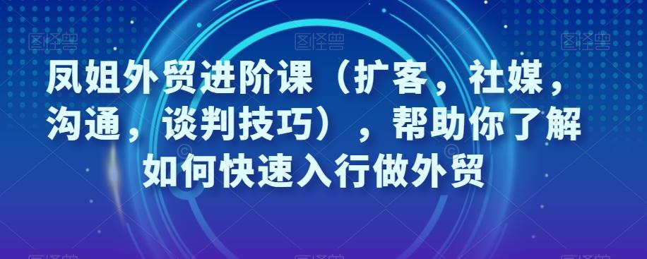 凤姐外贸进阶课（扩客，社媒，沟通，谈判技巧），帮助你了解如何快速入行做外贸-云泽轻创网