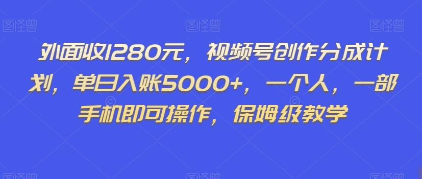 外面收1280元，视频号创作分成计划，单日入账5000+，一个人，一部手机即可操作，保姆级教学【揭秘】-云泽轻创网