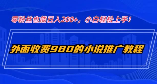 外面收费980的小说推广教程：零粉丝也能日入200+，小白轻松上手！-云泽轻创网