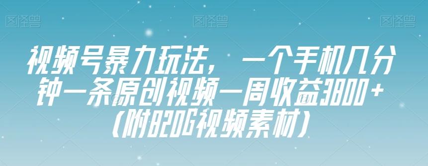 视频号暴力玩法，一个手机几分钟一条原创视频一周收益3800+（附820G视频素材）-云泽轻创网