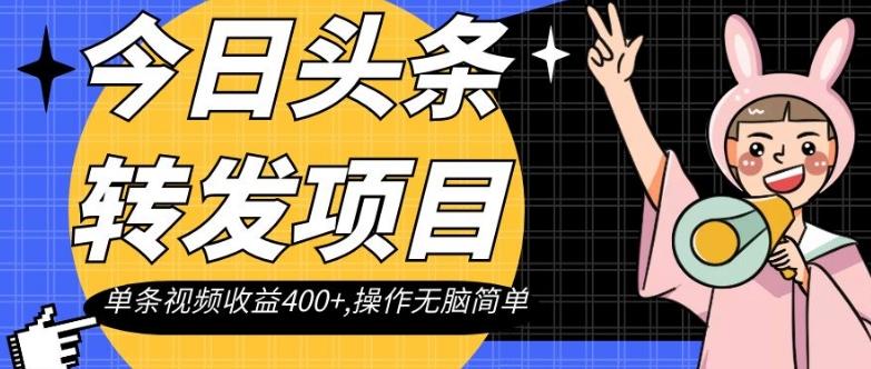 今日头条转发项目，单条视频收益400+,操作无脑简单【揭秘】-云泽轻创网