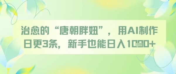 治愈的“唐朝胖妞”，用AI制作日更3条，新手也能日入多张-云泽轻创网