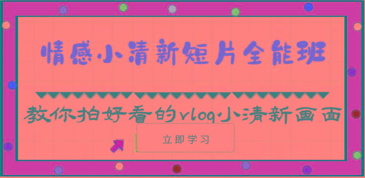 情感小清新短片全能班-教你拍好看的vlog小清新画面(30节课)-云泽轻创网