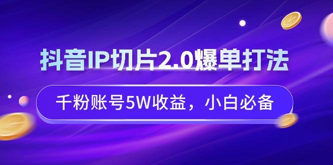 抖音IP切片2.0爆单打法，千粉账号5W收益，小白必备-云泽轻创网