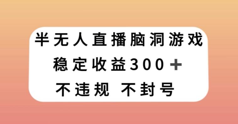 半无人直播脑洞小游戏，每天收入300+，保姆式教学小白轻松上手【揭秘】-云泽轻创网