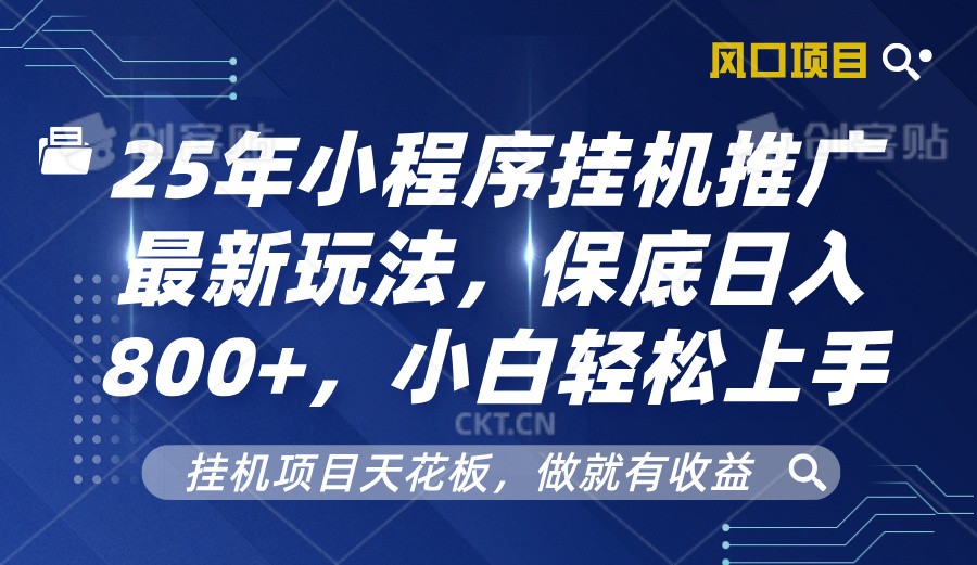 2025年小程序挂机推广最新玩法，保底日入800+，小白轻松上手-云泽轻创网