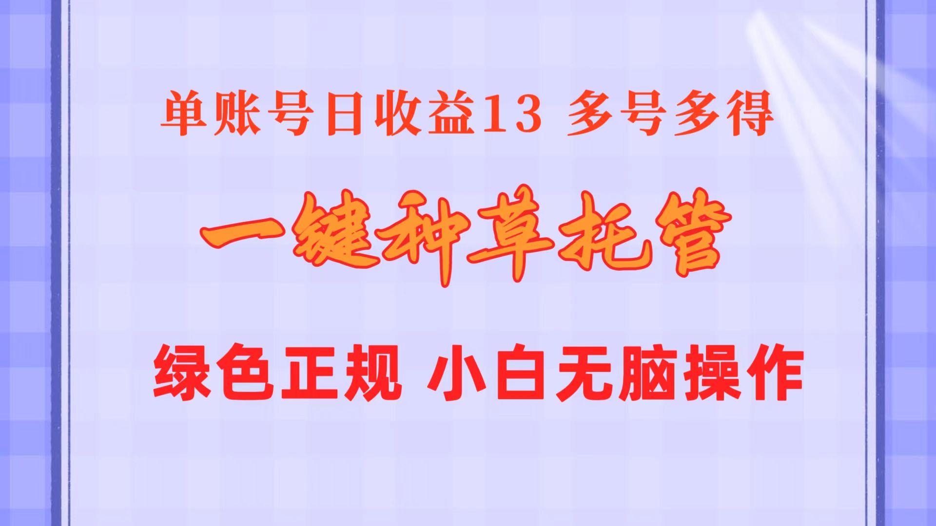一键种草托管 单账号日收益13元  10个账号一天130  绿色稳定 可无限推广-云泽轻创网
