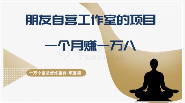 十万个富翁修炼宝典之16.朋友自营工作室的项目，一个月赚一万八-云泽轻创网