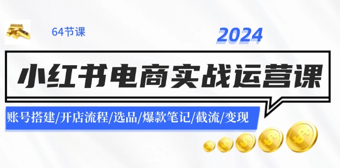 2024小红书电商实战运营课：账号搭建/开店流程/选品/爆款笔记/截流/变现-云泽轻创网