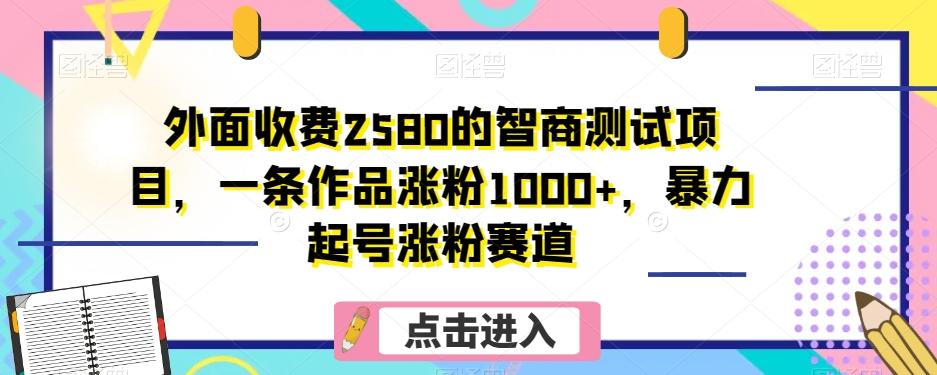 外面收费2580的智商测试项目，一条作品涨粉1000+，暴力起号涨粉赛道【揭秘】-云泽轻创网